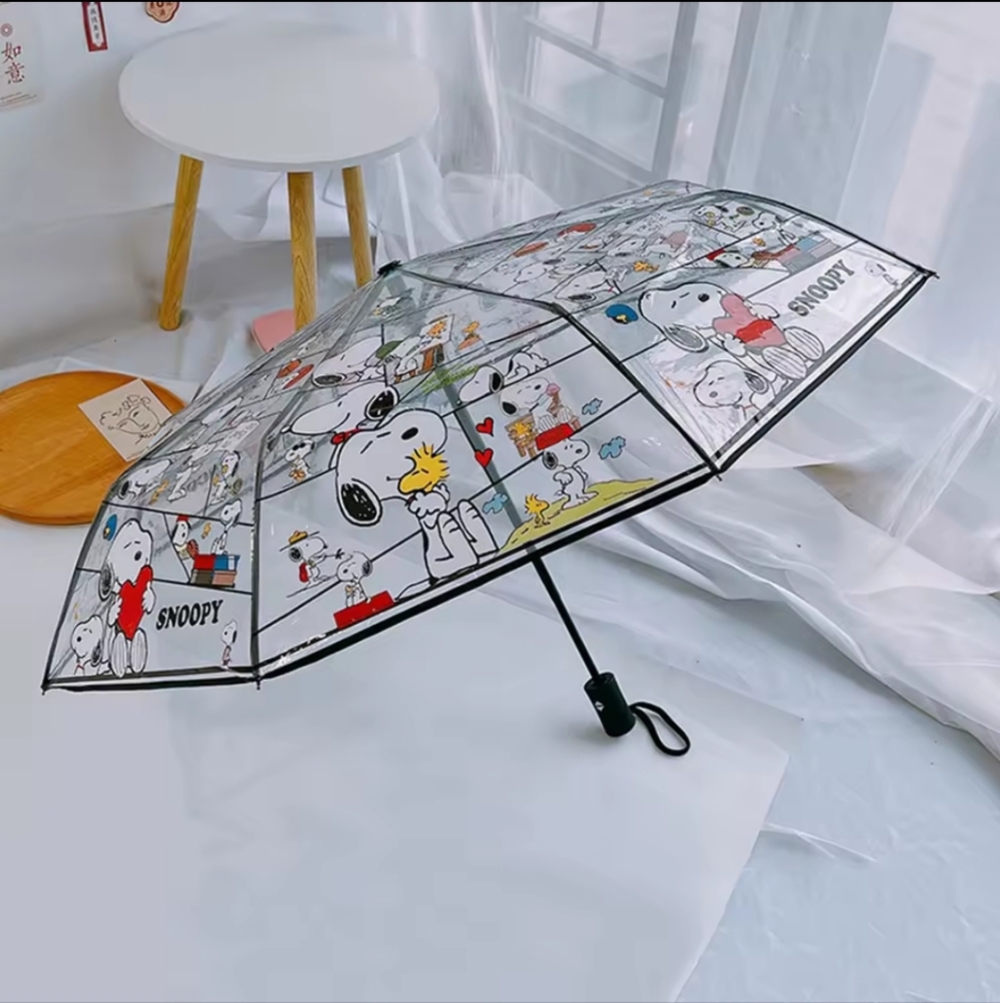 Snoopy Clear Umbrella with Cute Fun Adorable Unique Multicolored Cartoon Print - Picture 5 of 6